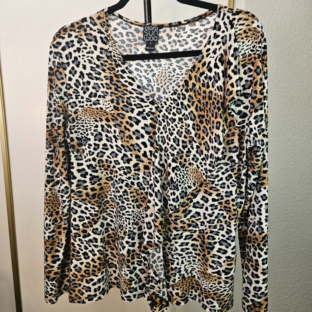 Clara Sun Woo Women's Leopard Print Top Size L